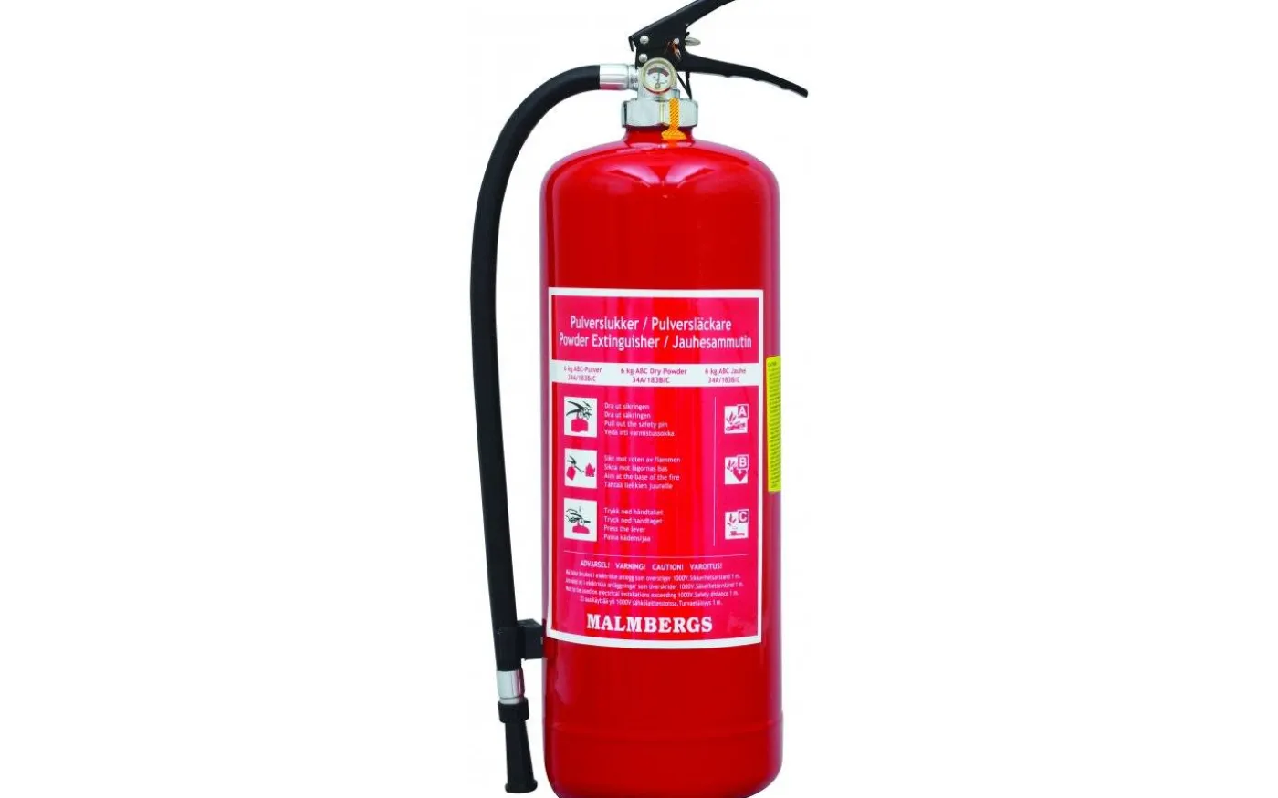 Pulverbrandsläckare, ABC, 6 kg, Röd