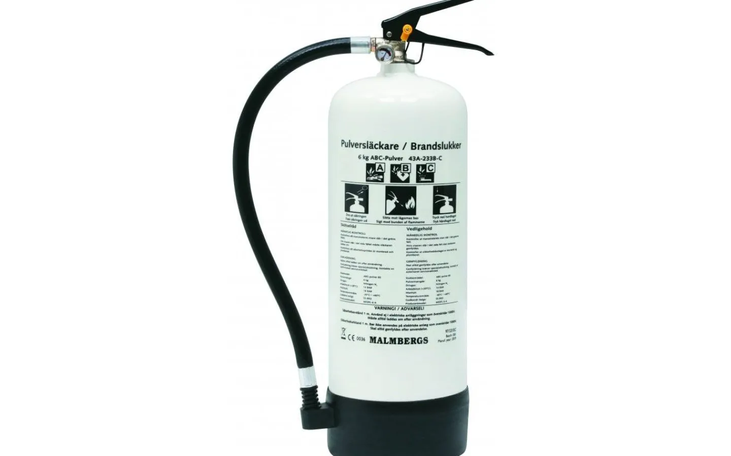 Malmbergs Pulverbrandsläckare, ABC, 6 kg, Vit* Hem- Och Hushållsapparater