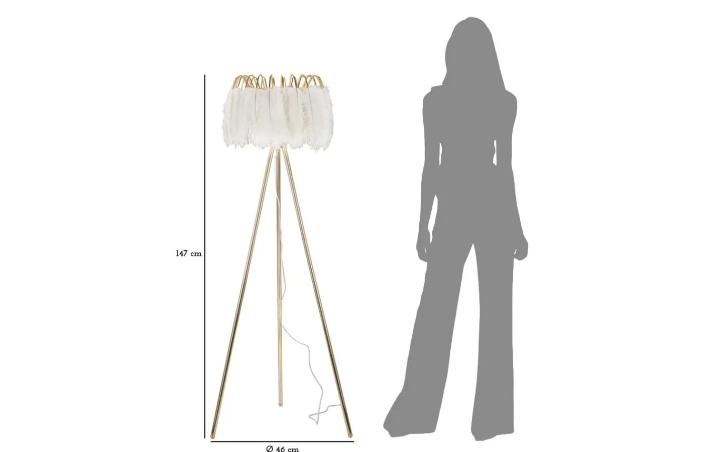 Golvlampor<Mauro Ferretti Quinto Golvlampa Fjäderställ 147cm Vit/Guld