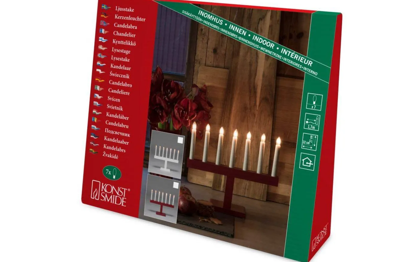 Rakel Adventsljusstake 7L Röd 27cm