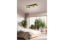 Trio Lighting Rama Plafond LED 3-delad mattsvart/trä* Plafonder