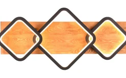 Trio Lighting Rama Plafond LED 3-delad mattsvart/trä* Plafonder