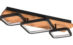 Trio Lighting Rama Plafond LED 3-delad mattsvart/trä* Plafonder