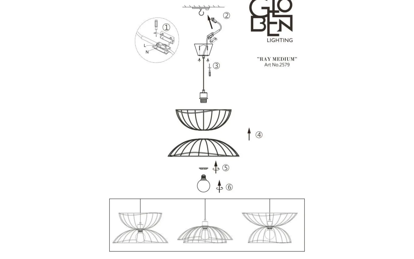 Sovrum|Vardagsrum<Globen Lighting Ray Taklampa Svart 45cm