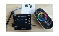 230V Led Slinga|230V Led Slinga<TeraLite LED RGB kontroller med RF-fjärr för 230V RGB Led strip Svart