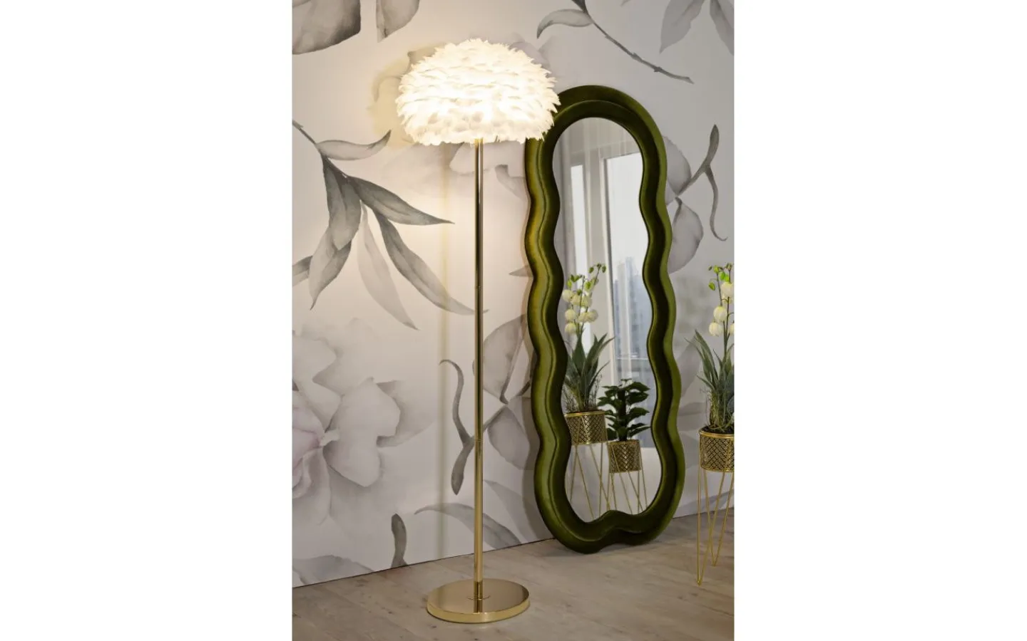 Golvlampor<Mauro Ferretti Rhythm Golvlampa Fjädrar 170cm Vit