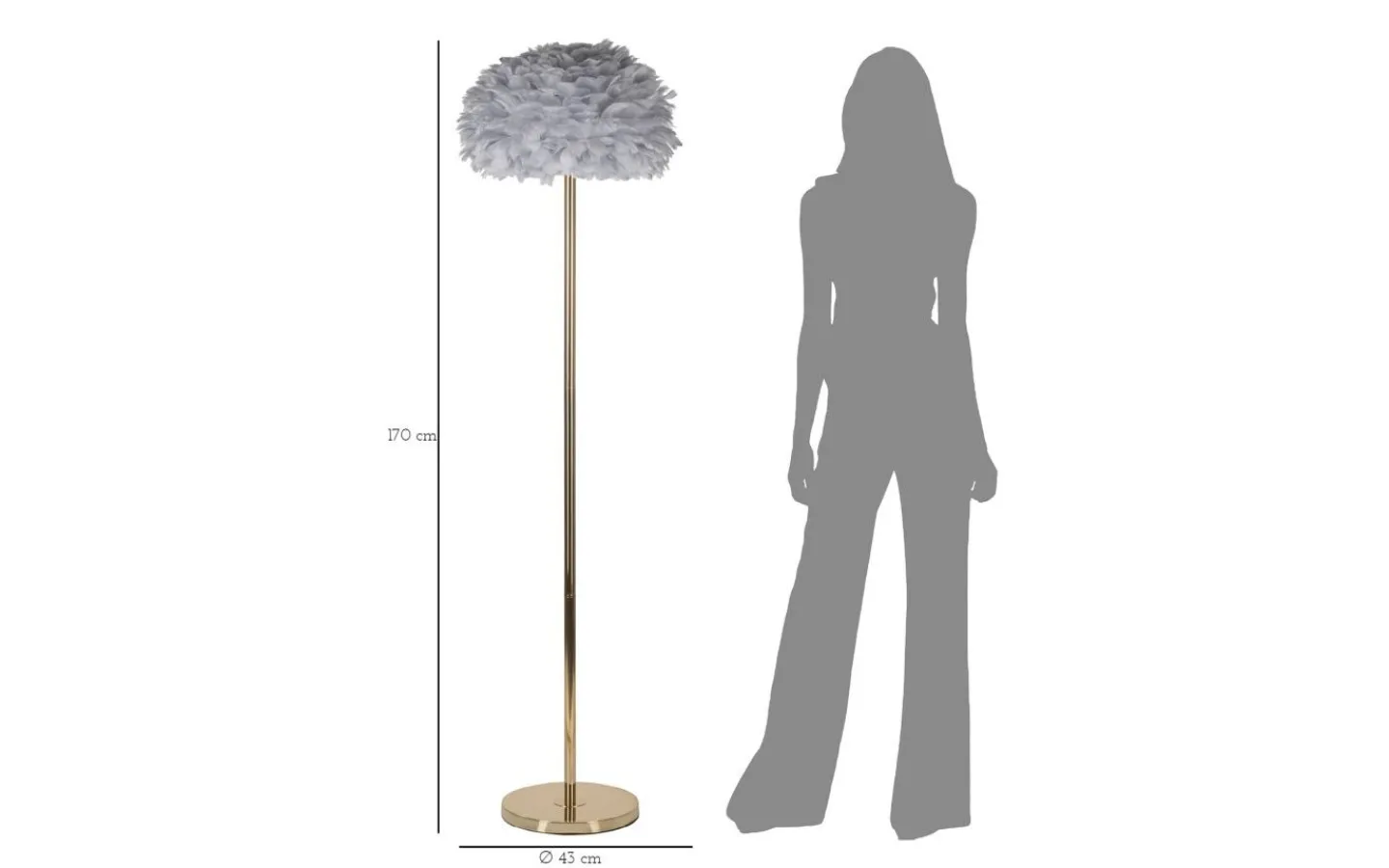 Mauro Ferretti Rhythm Golvlampa Fjädrar 170cm Grå* Golvlampor