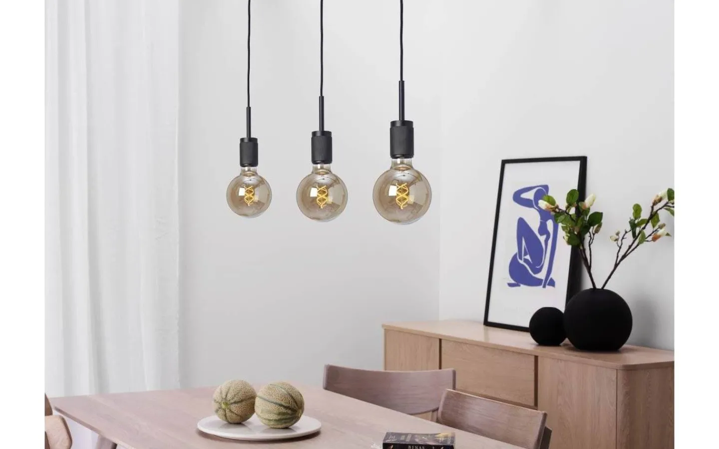 Cottex Rille Taklampa 3L 85cm Svart* Kök & Matplats|Avlånga Taklampor