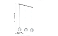 Eglo Rocamar Taklampa 78cm Krom* Avlånga Taklampor