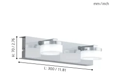 Badrumslampor Vägg<Eglo Romendo Vägglampa 30cm LED 3000K 2x7,2W Krom IP44