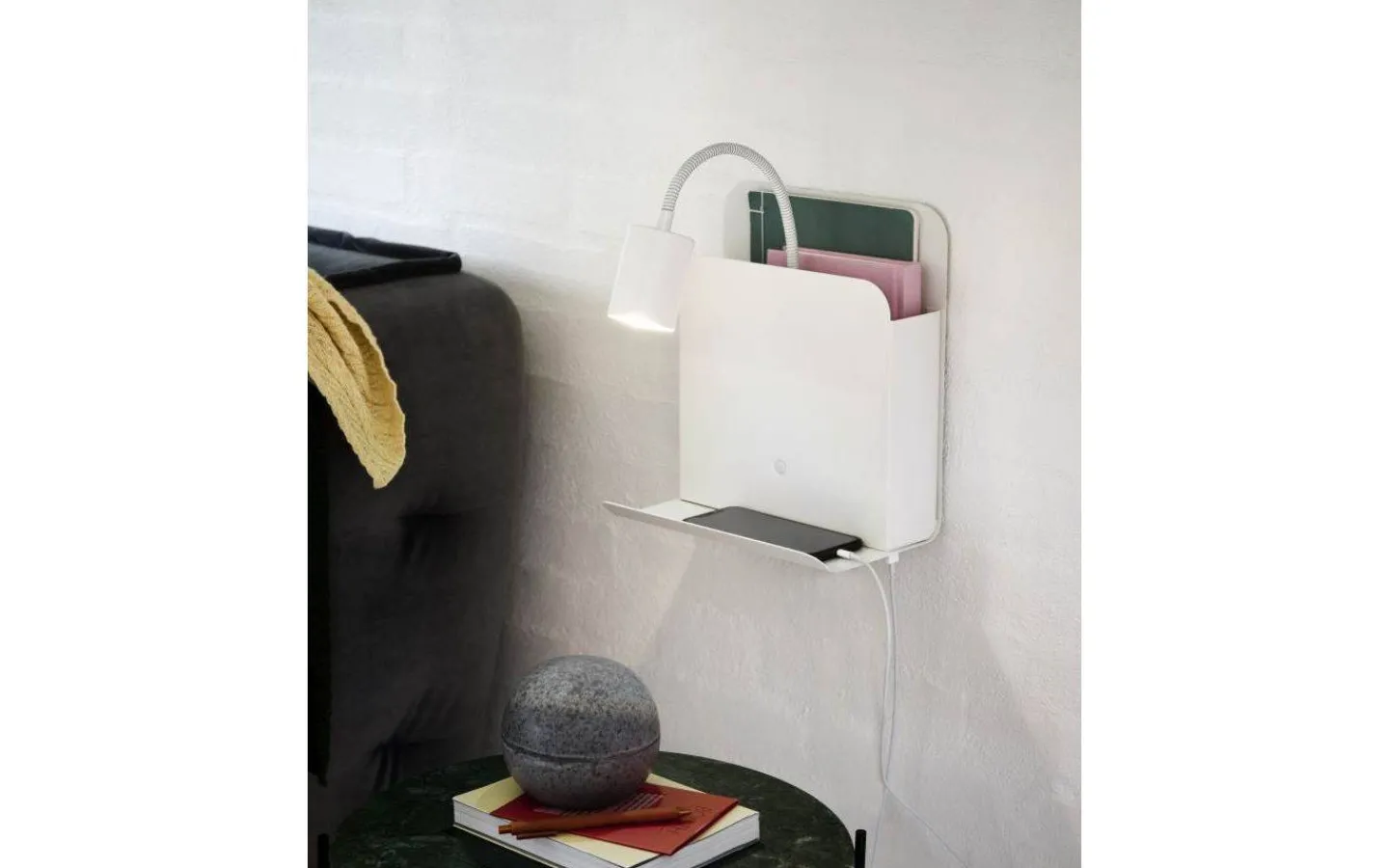 Sovrum|Läslampor<Nordlux Roomi Vägglampa med USB Vit