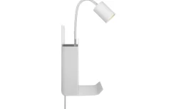 Sovrum|Läslampor<Nordlux Roomi Vägglampa med USB Vit