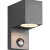 Roya Vägglampa GU10 antracit fyrkantig rörelsesensor IP44
