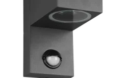 Trio Lighting Roya Vägglampa 2xGU10 antracit fyrkantig rörelsesensor IP44* Upp & Nedljus Lampor