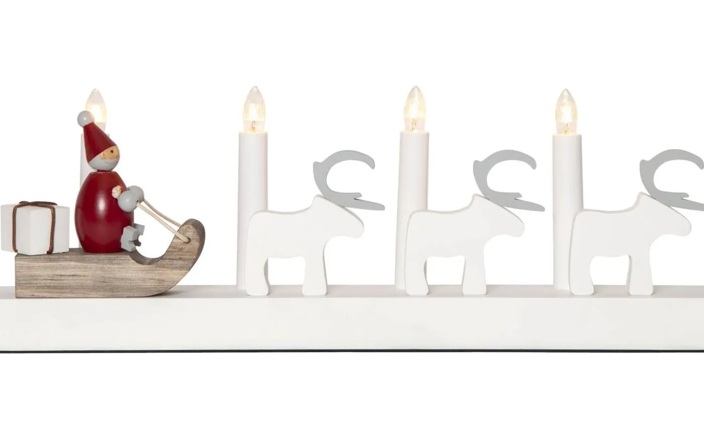 Rudolf Adventsljusstake 15cm Vit/Röd