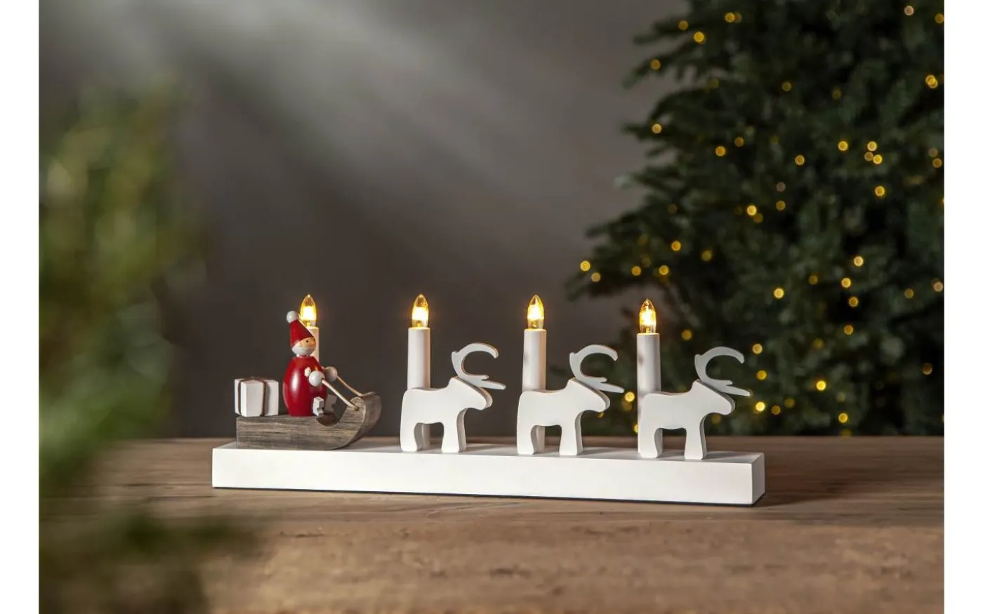 Rudolf Adventsljusstake 15cm Vit/Röd