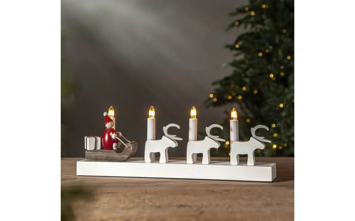 Rudolf Adventsljusstake 15cm Vit/Röd