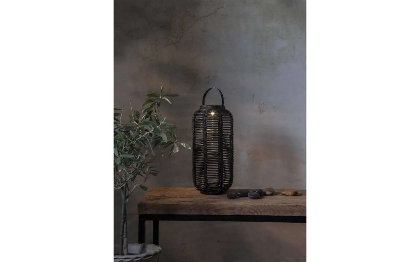 Runda Solcellslampa 30cm Svart