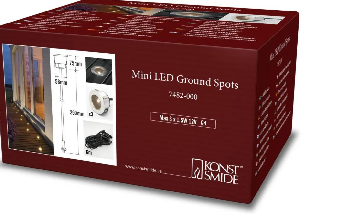 Rune Decklight 12V G4 3-Pack Extension 12V System Konstsmide