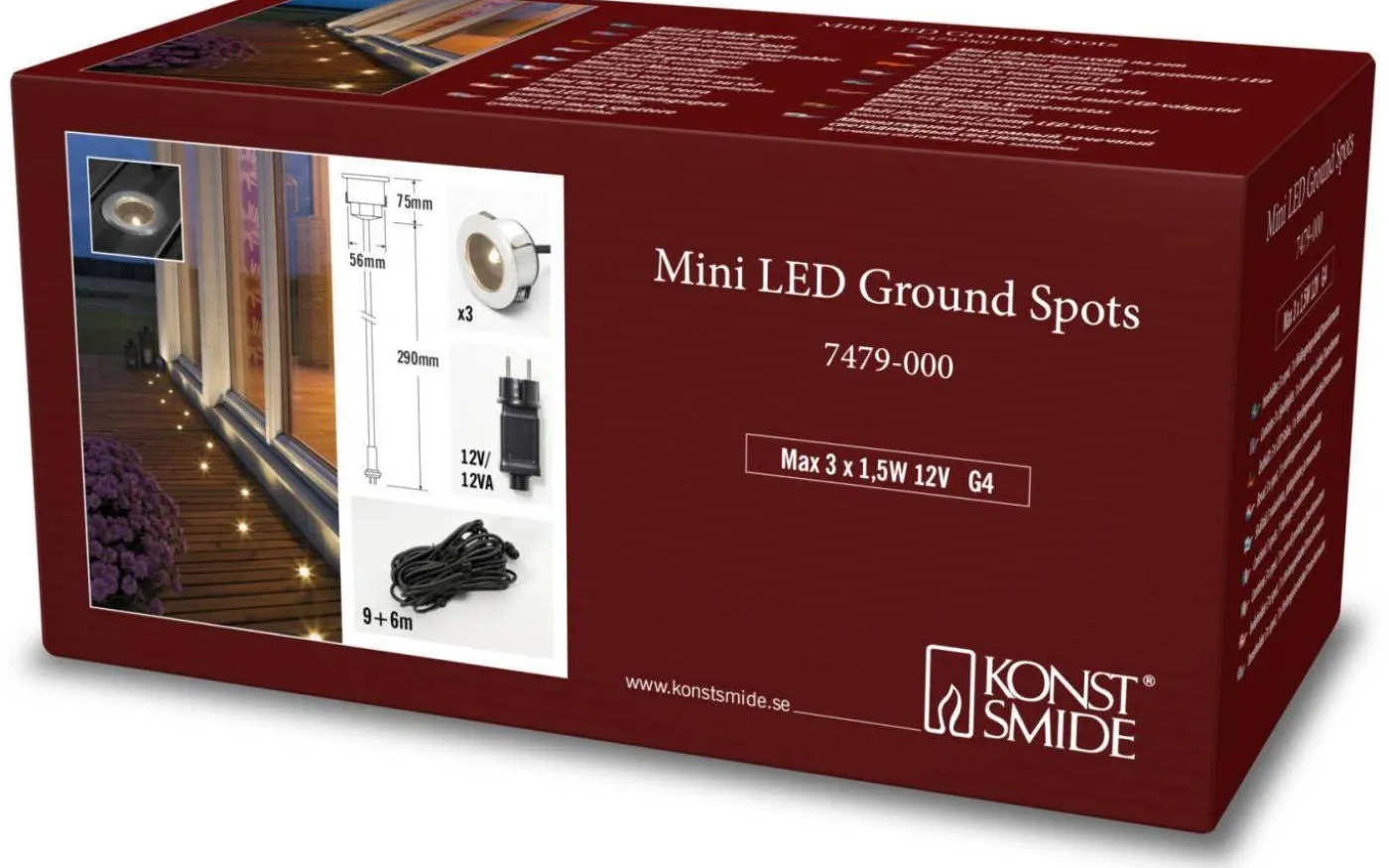 Rune Decklight 12V G4 3-Pack 12V System Konstsmide