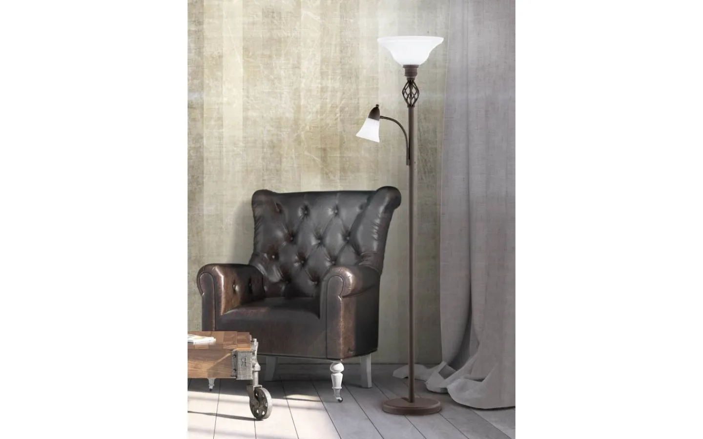 Trio Lighting Rustica Golvlampa uplight E27 + E14 rustik* Golvlampor