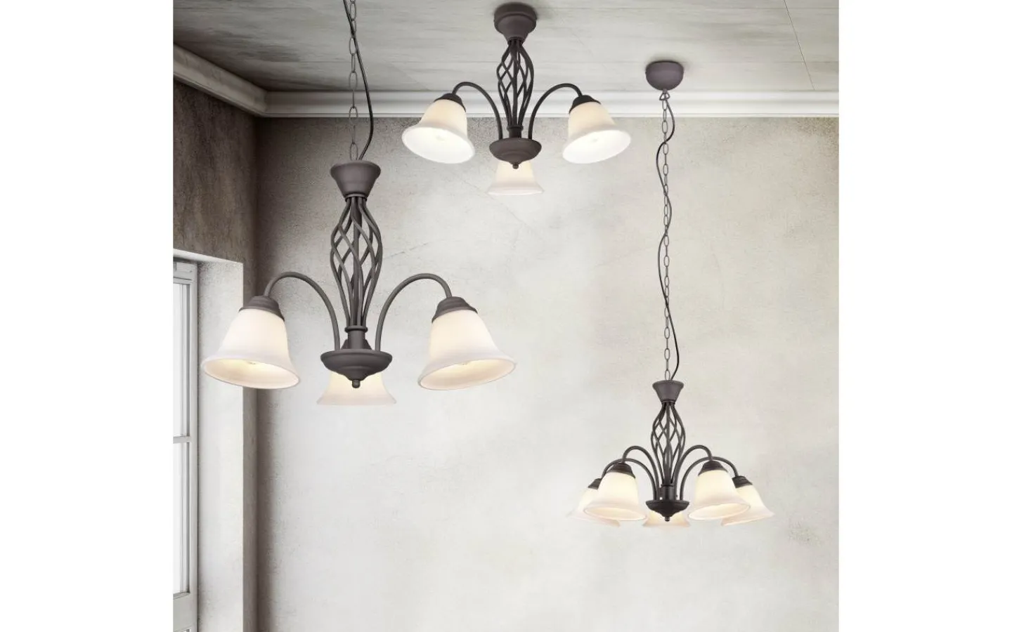 Trio Lighting Rustica Plafond 3-delad E27 rustik* Plafonder