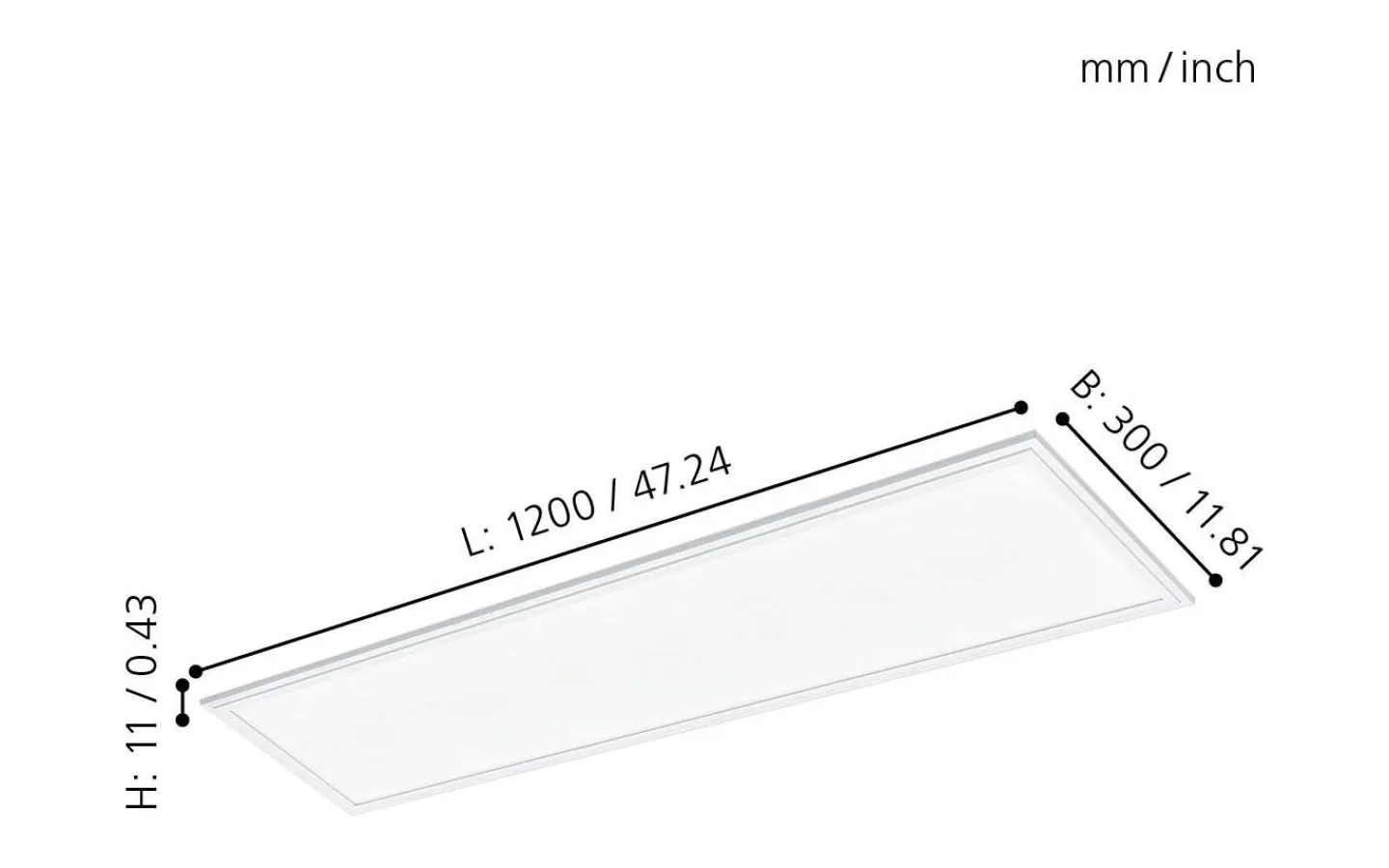 Led Paneler|Led-Armaturer<Eglo Salobrena LED-Panel 120x30cm utv/inf LED 4000K 33W Vit