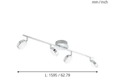 Eglo Salto Takspotlight 76cm LED 3000K 4x5,4W Krom* Avlånga Takspotlights|Takspot Med Minst 4 Lampor