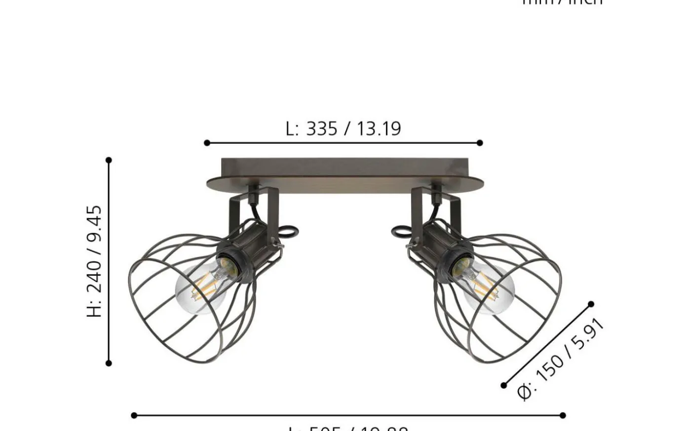 Sambatello Takspotlight 34cm Brun