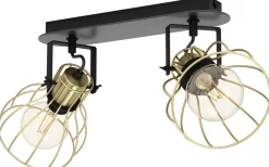Avlånga Takspotlights|Takspot Med 2 Lampor<Eglo Sambatello Takspotlight 48cm Svart/Guld