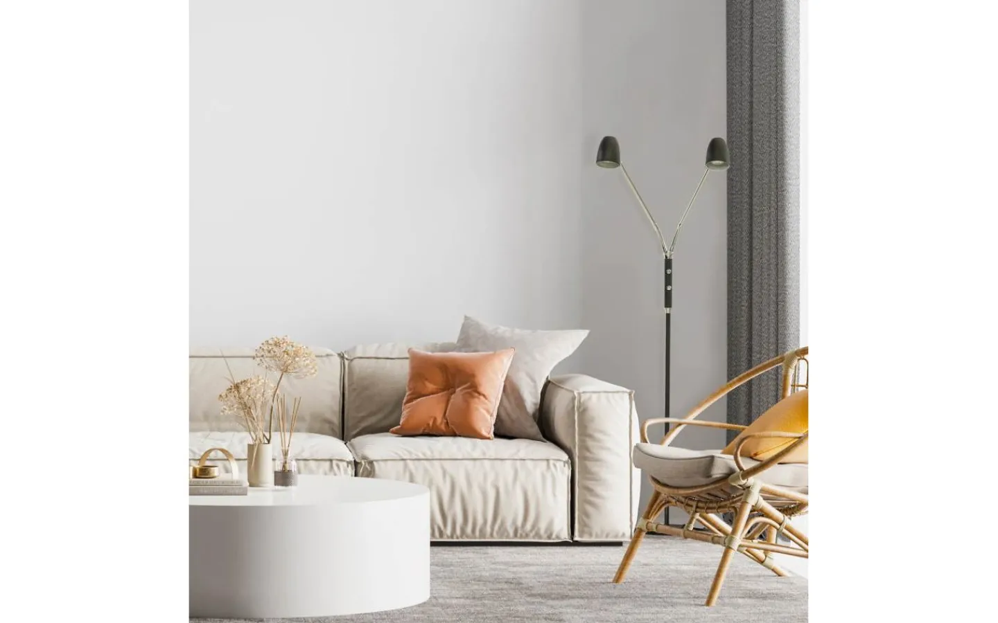 Aneta Sandnes Golvlampa Dubbel 140cm Svart/Krom* Golvläslampor