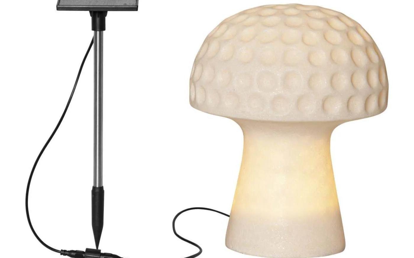 Sandy Solcellsdriven Svamp i Sandstone 24cm Vit