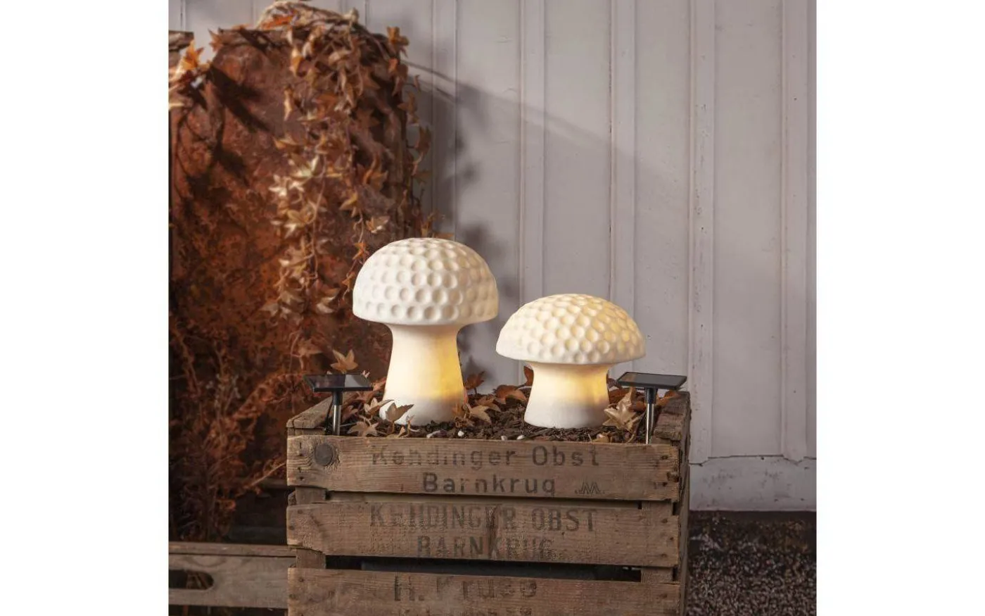 Sandy Solcellsdriven Svamp i Sandstone 24cm Vit