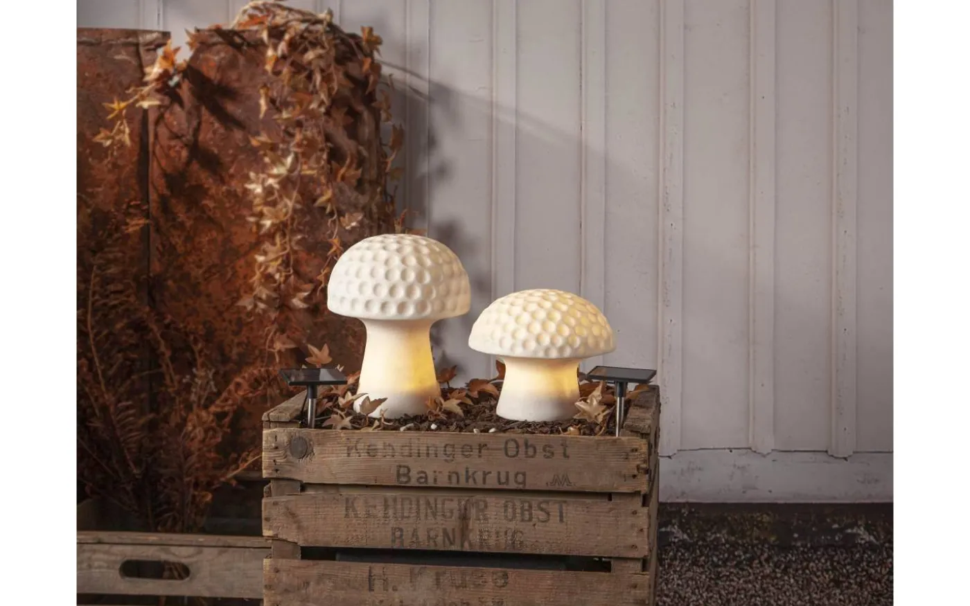 Sandy Solcellsdriven Svamp i Sandstone 24cm Vit