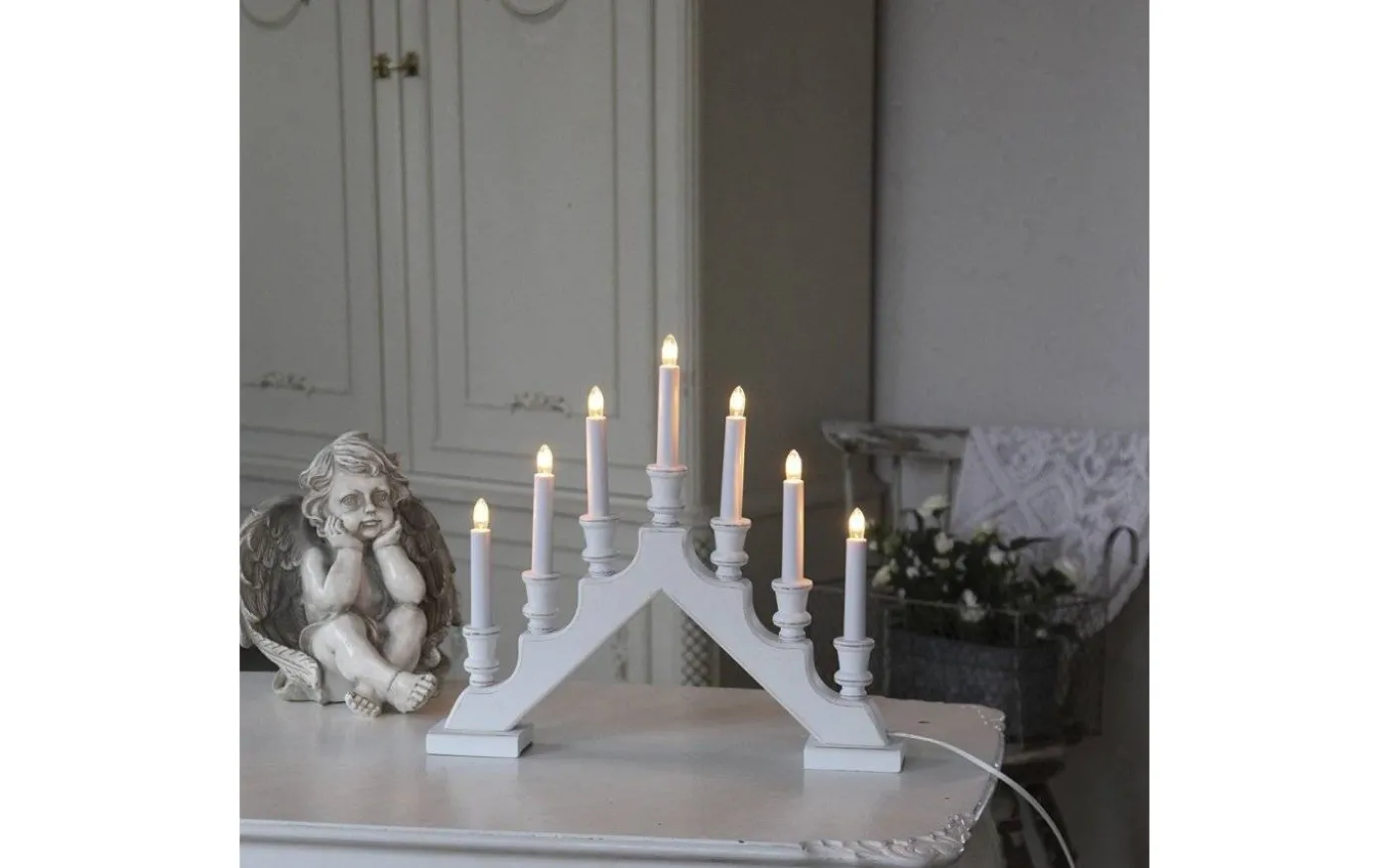 Sara Adventsljusstake Vit 38cm