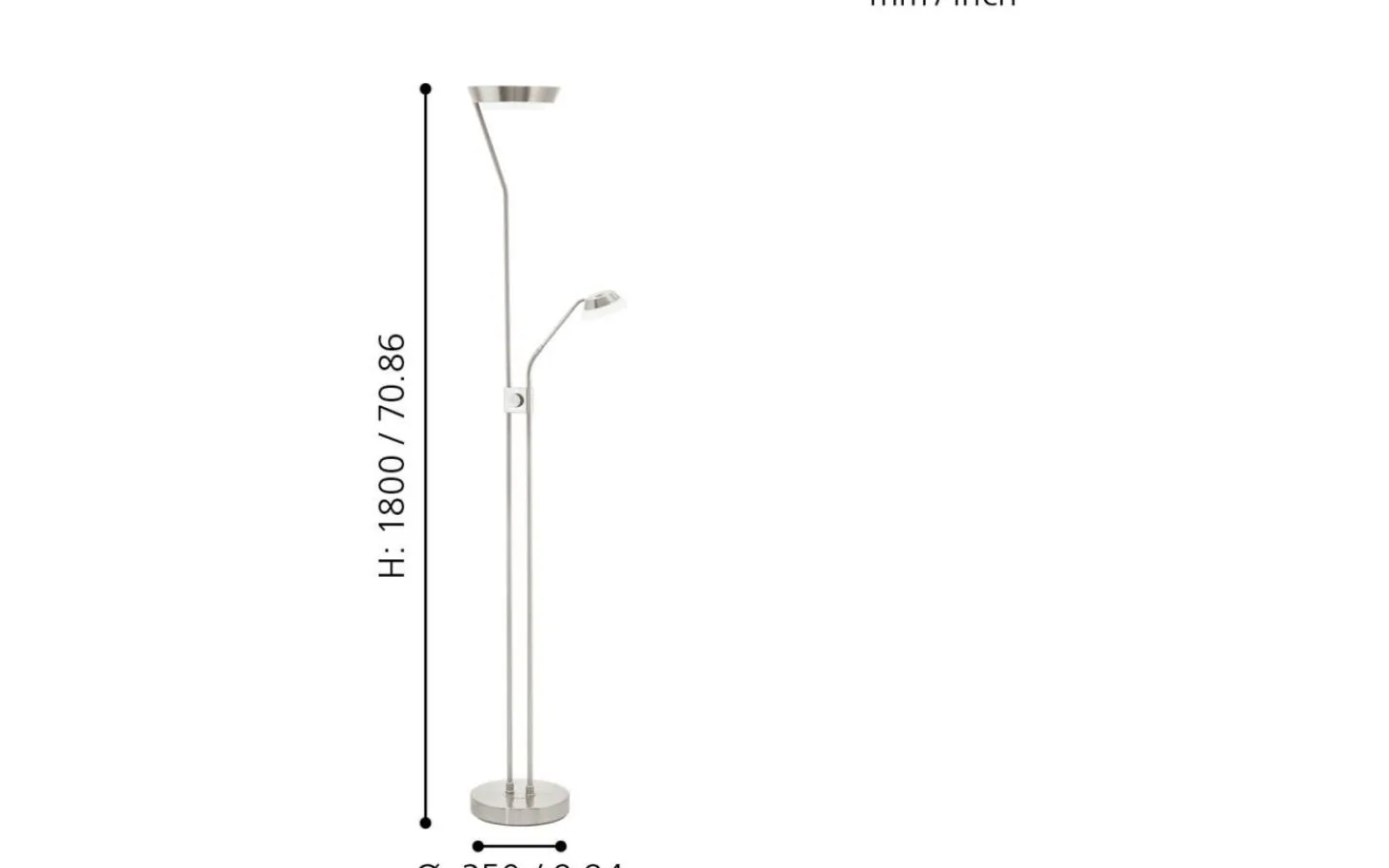 Eglo Sarrione Golvlampa 180cm LED 3000K 2,8+17W Matt Nickel* Uplight|Golvläslampor