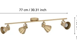 Avlånga Takspotlights|Takspot Med Minst 4 Lampor<Eglo Seras Takspotlight 77cm GU10 LED 3000K 4x3W Borstad Mässing