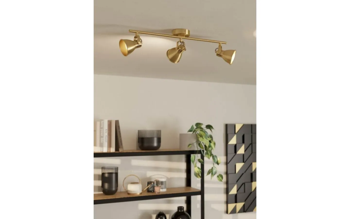 Eglo Seras Takspotlight 60cm GU10 LED 3000K 3x3W Borstad Mässing* Avlånga Takspotlights|Takspot Med 3 Lampor