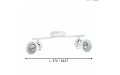 Seras Takspotlight 37cm GU10 LED 3000K 2x3W Vit