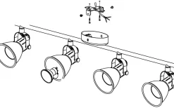 Seras Takspotlight 77cm GU10 LED 3000K 4x3W Antik Nickel