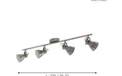 Seras Takspotlight 77cm GU10 LED 3000K 4x3W Antik Nickel