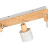Trio Lighting Shanti Spotlight 3-delad E14 varmgrå/trä* Avlånga Takspotlights|Takspot Med 3 Lampor
