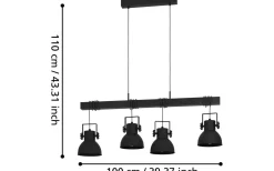 Avlånga Taklampor<Eglo Shirebrook Taklampa 100cm Svart