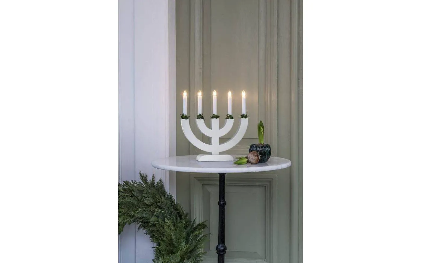 Silvia Adventsljusstake 5L 31cm Vit