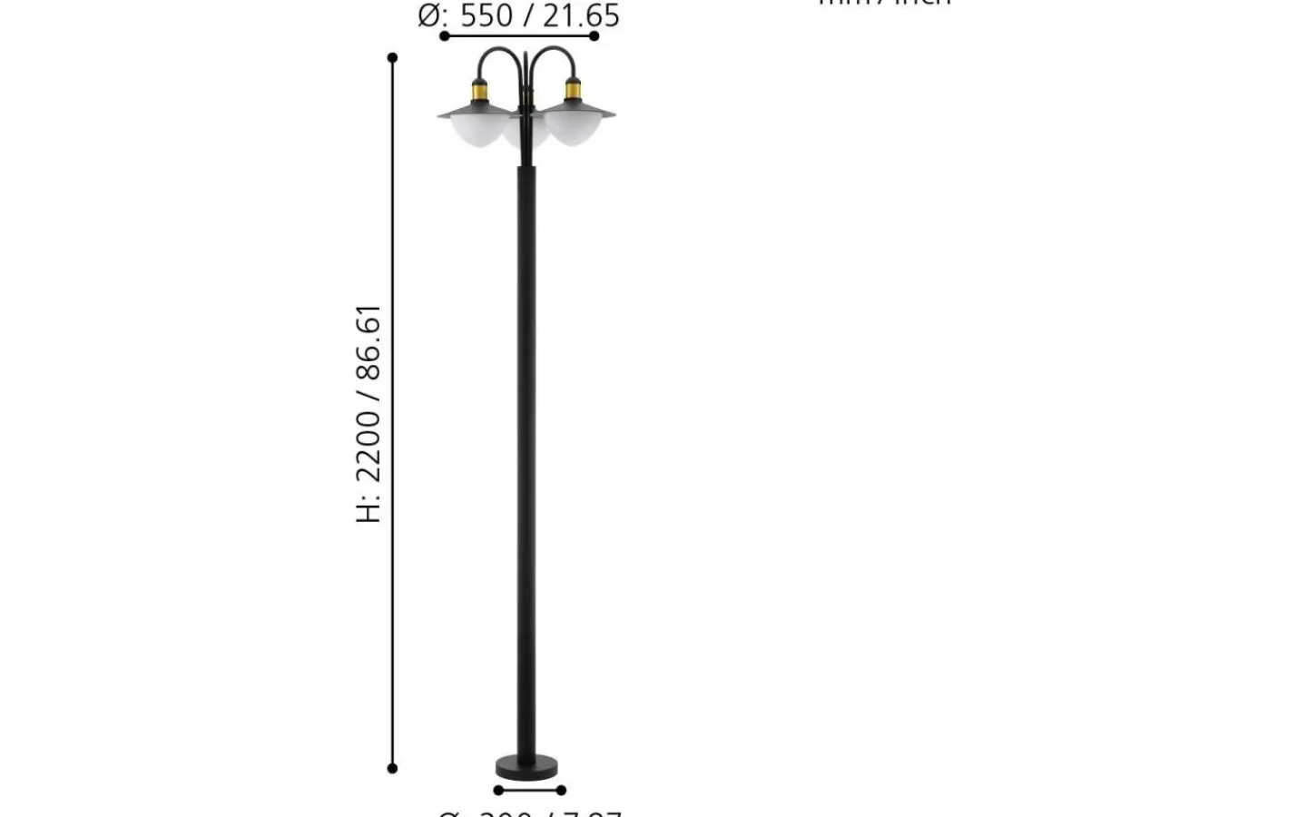 Eglo Sirmione Stolplykta 2,2m Svart/Guld IP44* Kompletta Stolplyktor