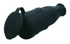 Skarvuttag, Med jord, Svart, 16A, 250V, IP44