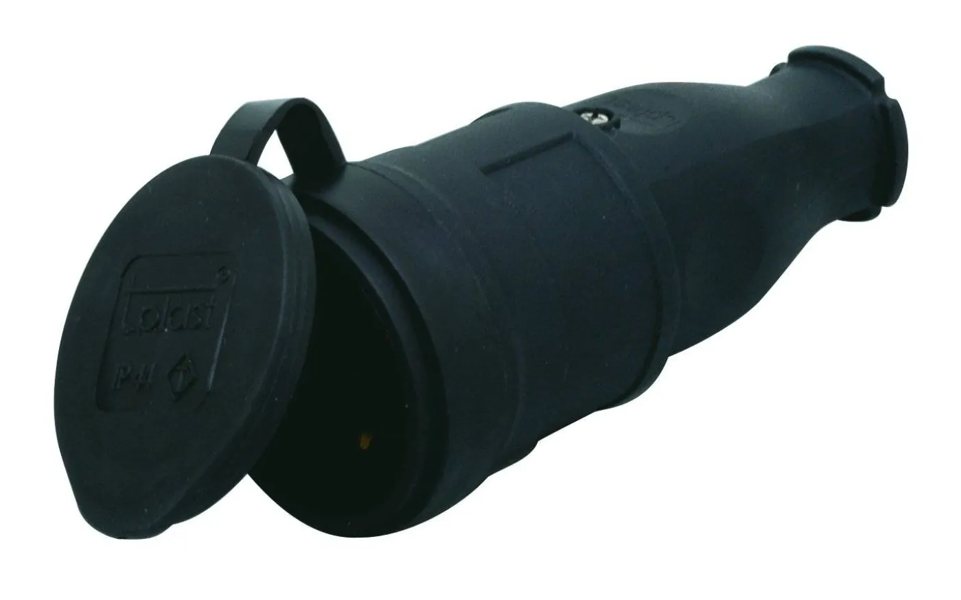 Skarvuttag, Med jord, Svart, 16A, 250V, IP44