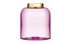 Reservdelar Fotogenlampor<Karlskrona Lampfabrik Skeppsholmenoljehus 10''' - Rosa glas / Mässing