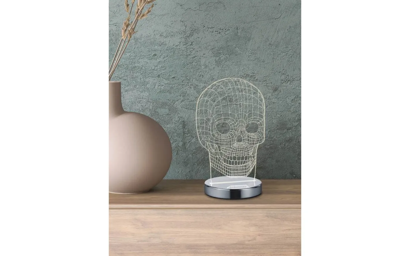 Skull Bordslampa LED i krom