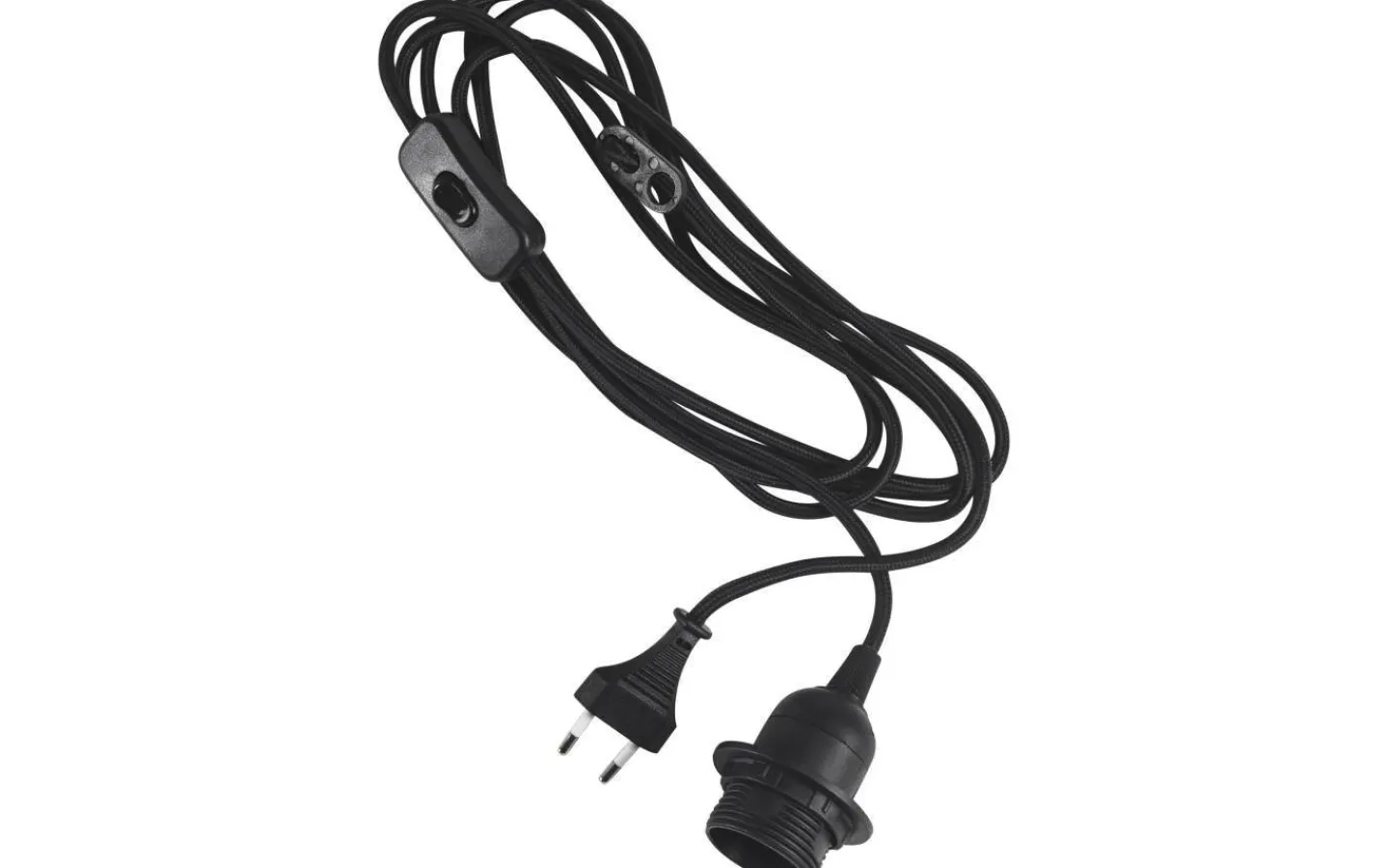 Sladdställ Med Sockel<PR Home Sladdställ E27 Textil 3,5m med brytare Svart